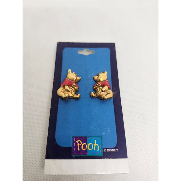Winnie The Pooh Honey Pot Earrings Enamel Gold Tone Clip On  RJ Design Disney - Picture 1 of 4